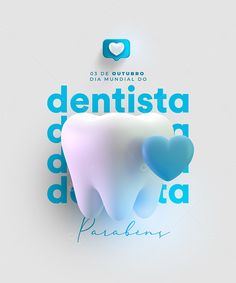 a tooth with two hearts on it and the words dentist written in spanish above it