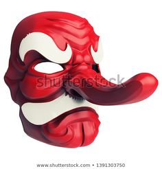 a mask with red and white paint on it's face stock photo ©p