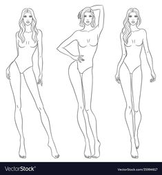 three female body shapes in black and white