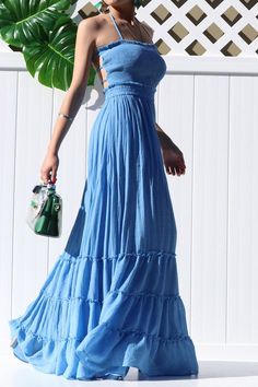 Sun Dresses Long Summer Maxi, Beach Dress Photoshoot, Blue Beach Dress, Cruise Fits, Light Blue Summer Dress, Blue Sun Dress, Blue Beach Dresses, Blue Boho Dress, Chinese Fancy Dress