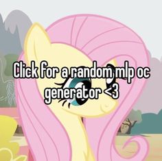 a pink pony with long hair and blue eyes is looking at the camera text reads click for