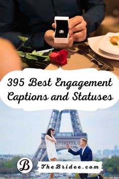 the best engagement captions and statues in paris, france with text overlays