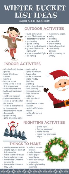 an info sheet for the winter bucket list