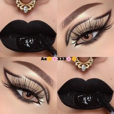 makeup ideas😍 Makeup Combinations, Goth Babe, Do Smile, Lip Combos, Eye Designs, Dramatic Eye Makeup, Jewelry Piercing, Wonder Boys, Female Transformation