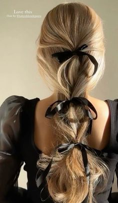 Bow Hairstyle, A Ponytail, Ribbon Hairstyle, Hair Stylies, Work Hairstyles, Holiday Hairstyles, Long Blonde, Hairstyles For School