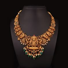 Intricate Malini Nakshi Necklace South Jewellery Designs, Nakshi Necklace Designs, Bridal Gold Jewellery Set, Gold Earrings Studs Simple, South Indian Bride Jewellery, Nakshi Necklace, Nakshi Jewellery, Indian Gold Necklace Designs, Indian Gold Necklace