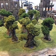 some trees and bushes on a table