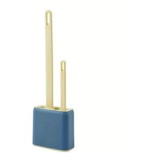 a blue and gold pen holder on a white background