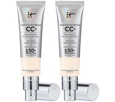 The most-loved product from IT Cosmetics is now available in a duo of two full sizes. Your Skin But Better CC Cream is your serum, moisturizer, primer, broad spectrum SPF 50 and full-coverage foundation -- all in one step! A multitasking beauty miracle, this one step option does everything, but it looks and feels like nothing on your skin!  Formulated with hydrolyzed collagen, peptides, niacin, hyaluronic acid, the skin-loving full-coverage foundation diffuses the look of wrinkles and blurs the It Cosmetics Cc Cream, Physical Sunscreen, Perfect Complexion, It Cosmetics, Hydrating Serum, Collagen Peptides, Hydrolyzed Collagen, Cc Cream, Anti Aging Cream