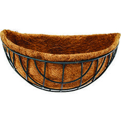 a brown basket with metal wire around it