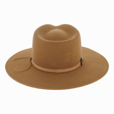 The American-made Stetson Mind's Eye captures western style in a classic silhouette with contemporary design. Hand blocked of a firm wool felt, it features a teardrop crown with a pronounced front pinch. A leather cord hat band finished with a brass Concho accent piece gives this flat brim fedora a Southwestern feel. The wide brim offers sun protection and holds its shape, wear after wear. The interior is fully lined and offers a genuine leather inner band for a comfortable fit. The Mind's Eye o Classic Brown Felt Hat With Flat Crown, Western Style Brown Hat Bands For Formal Occasions, Western Style Brown Fur Felt Hat Bands, Western Brown Fur Felt Hat Bands, Brown Fur Felt Hat With Flat Crown, Classic Brown Felt Hat For Rodeo, Brown Fur Felt Hat Band For Ranch, Western Brown Fur Felt Hat, Brown Fur Felt Hat Bands For Western-themed Events