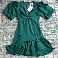 Iris Maxi Size Small Dark Green/Forest Green Dress With Zipper And Shorts Underneath Dark Green Forest, Forest Green Dress, Forest Green Dresses, Dresses Green, Dress With Ruffles, Green Forest, Dark Forest Green, Dark Forest, Forest Green