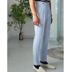 Wiaofellas - Sky Blue Seersucker High Waist Straight Pants British Petty Bourgeoisie Blue Stripe Italian Casual Trouser Men Pantalones Hombre The Item is Asian size, different with yours, Pls double check the pant waist. 1. Pls allow 1-3cm tolerance due to manual measure. 2. Color may slightly vary from the image due to different computer screen and light affect. 3.If you are not sure about the size, Pls let us know your weight,height, Bust,Waist info etc We can help to choose correct size. Summer Relaxed Fit Tapered Leg Dress Pants, Summer Straight Leg Dress Pants, Summer Straight Leg Cotton Dress Pants, Cotton Straight Leg Summer Dress Pants, Summer Cotton Dress Pants, Straight Leg, Non-stretch Straight Leg Light Blue Bottoms, Light Blue Relaxed Fit Bottoms For Work, Non-stretch Light Blue Straight Leg Bottoms, Light Blue Relaxed Bottoms For Work