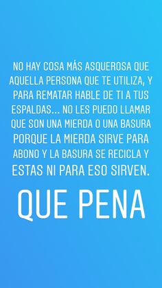 a blue background with white text and an image of the words que pena on it