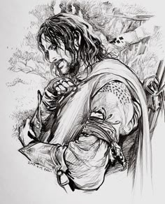 Aragorn scene Boromir's arm guards by evankart Ring Sketch, John Howe