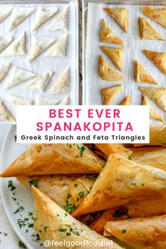 the best ever spanakopita recipe is on a white plate