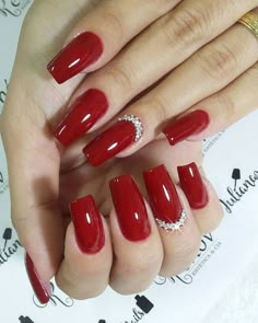 Nails 2018, Valentine Nail Art, Red Acrylic Nails, Red Nail Polish, Super Nails, Red Nail, Classy Nails, Valentines Nails