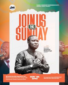 the poster for john this sunday with two men singing and holding microphones in front of them