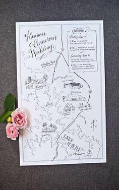 the wedding map is displayed on an instagramtion page, with a rose in it