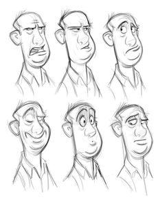 some cartoon faces with different expressions and facial expressions, including one man's head