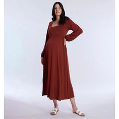 Brown Maxi Dress By Motherhood! My Baby Came A Month Early So I Never Got The Chance To Wear This! Chic Maternity Maxi Dress Floor-length, Brown Maternity Dress, Brown Maternity Maxi Dress, Maternity Nursing Friendly V-neck Maxi Dress, Floor-length Maternity Maxi Dress, Brown Maxi Dress, Brown Maxi Dresses, Dresses Maternity, Motherhood Maternity