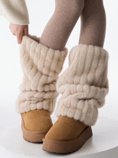 The price is for a pair of leg warmers only, others are not included. Garment Size SizeFree SizeFull Length40 Cute Fluffy Boots, Cozy Beige Bottoms For Winter, Cozy Beige Winter Bottoms, Trendy Mid-calf Winter Bottoms, Trendy Mid-calf Bottoms For Winter, Cozy Footless Winter Bottoms, Cozy Footless Bottoms For Winter, Trendy Winter Leg Warmers, Trendy Soft Leg Warmers For Winter