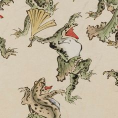 an image of frogs with umbrellas in the air