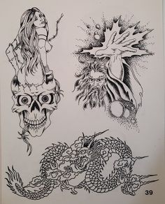 some tattoos that have been drawn on paper