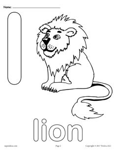 the letter i is for lion coloring page with an image of a lion on it