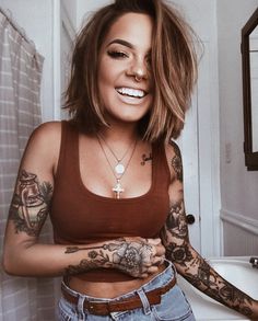 Tattoo Girl, Hair Envy, Up Girl, Hair Dos, Gorgeous Hair, Cut And Color, Pretty Hairstyles, Girl Tattoos, Lany