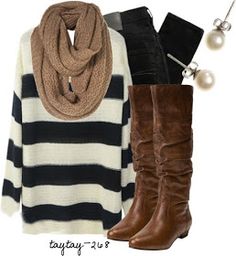 Striped Sweater Outfit, Sweater Outfit, Looks Style, Mode Inspiration, Fall Winter Fashion, Striped Sweater, My Dream Closet, Fall Style, Outfit Casual