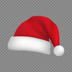 a red and white santa hat on a transparent background