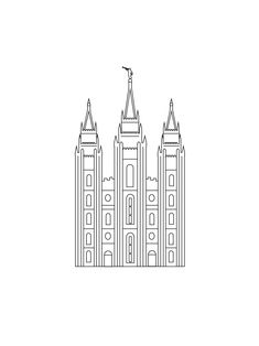 a black and white line drawing of the salt lake temple