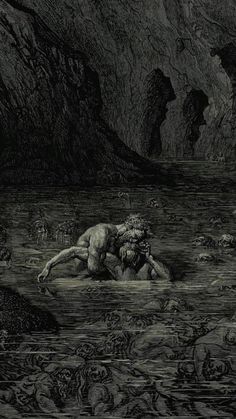 an image of a man in the water with his head on another man's back