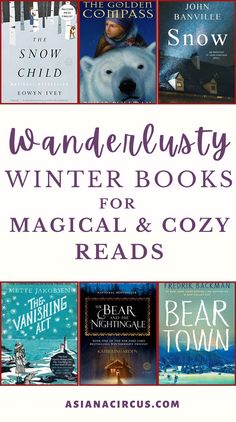 the winter books for magic and cozy reads are featured in this postcard book cover