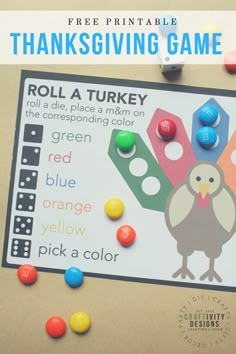 a printable thanksgiving game for kids to play on the table with colorful candies