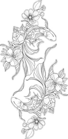 a tattoo design with flowers and leaves in the shape of a woman's face