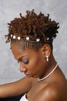 Natural bride side 2 Updo Cabello Natural, Cornrow Updo, Low Cut Hairstyles, Natural Hair Wedding, Natural Wedding Hairstyles, Natural Hair Twist Out, Natural Hair Bride, Updo Wedding, Nappy Hair