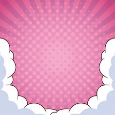 a pink and white background with clouds in the center, as well as an empty space for