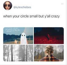 an instagram page with pictures and captions on the bottom right corner, which reads when your circle small but y'all crazy