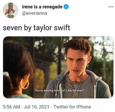 an image of a man on twitter with the caption seven by taylor swift you're moving to india? i like it forever