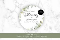 a white marble background with green leaves and the words memory on it