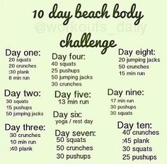 a sign that says 10 day beach body challenge on it's front and back