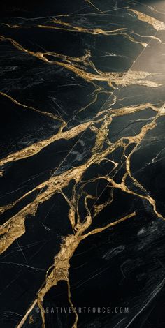 a black and gold marble floor with light coming through the cracks in it's center