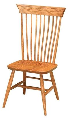 a wooden chair that is sitting up against a white background