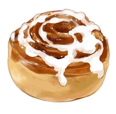 a drawing of a cinnamon roll with icing on it