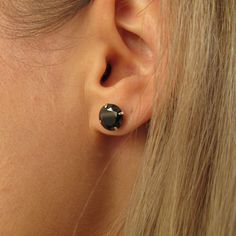 Black onyx stud earrings made of Sterling Silver. Black studs for her. Faceted stud earrings in black. Black crystal studs, Christmas gift for her! The top quality sterling silver studs with the black Onyx gemstone are hypoallergenic. Perfect for everyday wear! Onyx stud earrings in black. Diamond shine studs for your everyday look. Handcrafted of top quality sterling silver, the small studs' focal point is black onyx gemstone that looks just amazing. The earrings are hypoallergenic, great for e Internally Threaded Black Sterling Silver Earrings, Gift Black Diamond Round Earrings, Gift Round Black Diamond Earrings, Black Diamond Earrings For Gift, Classic Black Diamond Earrings For Gift, Black Hypoallergenic Earrings For Anniversary, Nickel Free Black Earrings For Anniversary, Nickel-free Black Earrings For Anniversary, Minimalist Black Earrings For Anniversary