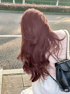 Pinkish Brown Hair, Red Cherry Hair, Brown And Pink Hair, Hair Color Asian, Cherry Red Hair, Korean Hair Color, Wine Hair, Cherry Hair, Hair Color Cream