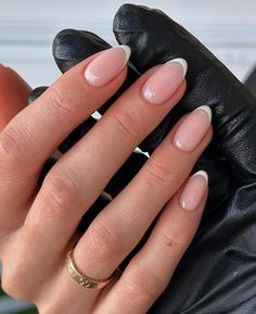 Almond Gel French Tip, Gel Manicure With French Tips, French Tips Nails Almond Shape, Soft Gel French Tip, Thing French Tip Nails, French Nails With A Design, Nail Shapes Almond French Tip, French Nail Wedding, French Gel Tips