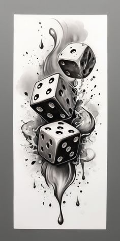 DICE TATTOO DESIGN Monopoly Tattoo Ideas, Girly Dice Tattoo, Dice Tattoo Design Ideas, Dice Design Ideas, Joker Card Tattoos For Men, Tattoo Logo Design Graphics, Casino Tattoo Design, Hazard Tattoo, Dice Tattoo Design